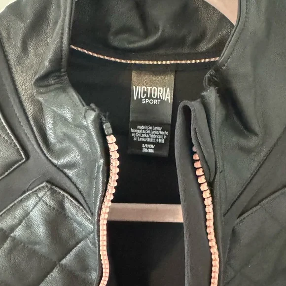 Victoria's Secret Black Leather Motorcycle Jacket with Quilted Design - Picture 5 of 7
